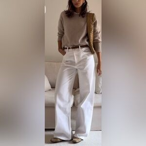WOW Flare High-Waist Wide-Leg White Jeans  -size 14